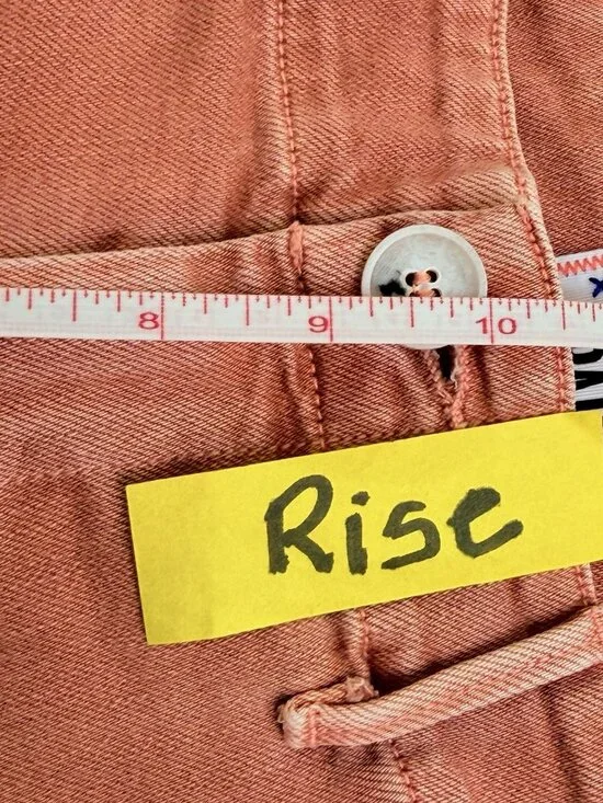 Paige Nellie Wide Leg Crop Pants Womens 28 Peach Cotton Blend Stretch Button Fly - Picture 8 of 10